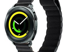 Curea piele Smartwatch Samsung Galaxy Watch 4, Watch 4 Classic, Gear S2, iUni 20 mm Black Leather Lo